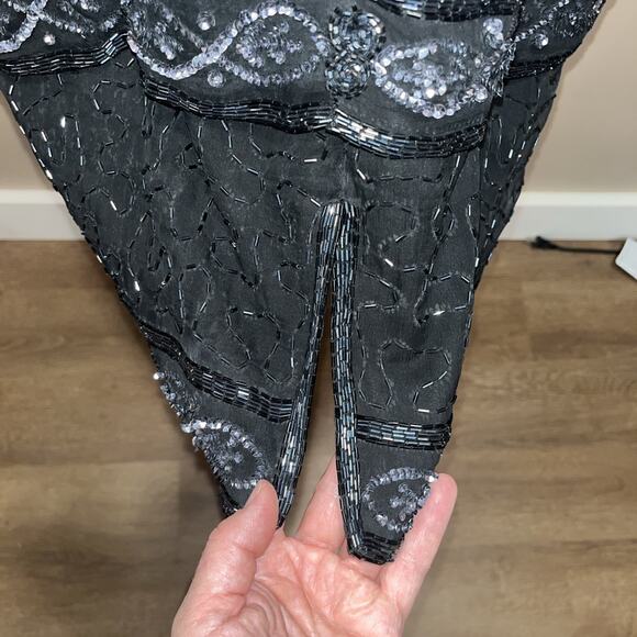 Stenay Plus Women's Black Silk Beaded Evening Dress Sz 20 90s Vintage Elegant - Picture 8 of 16